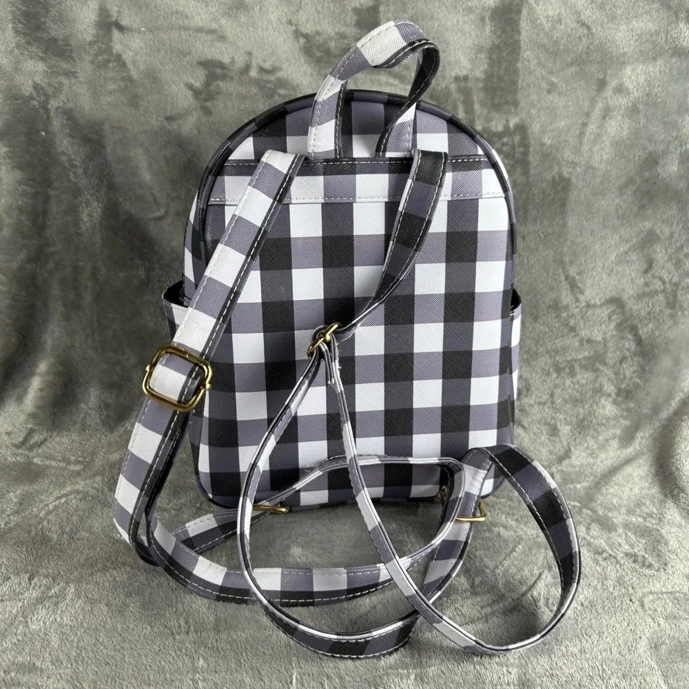 Under One Sky Gingham Mini Backpack Cat Ears Black White Check Faux Leather